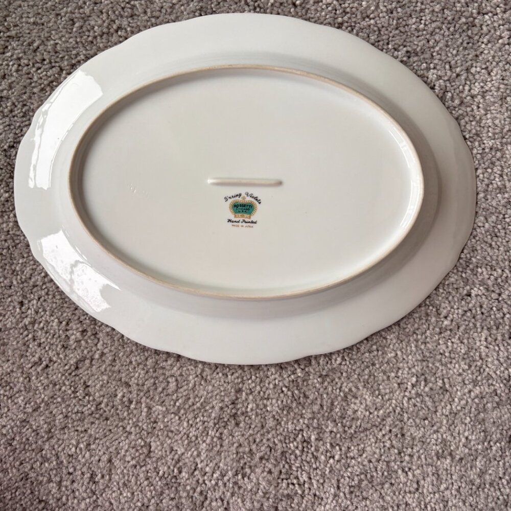 Vintage Rossetti Spring Violets Hand Painted Platter with Gold Made in Japan 40s - Picture 3 of 4